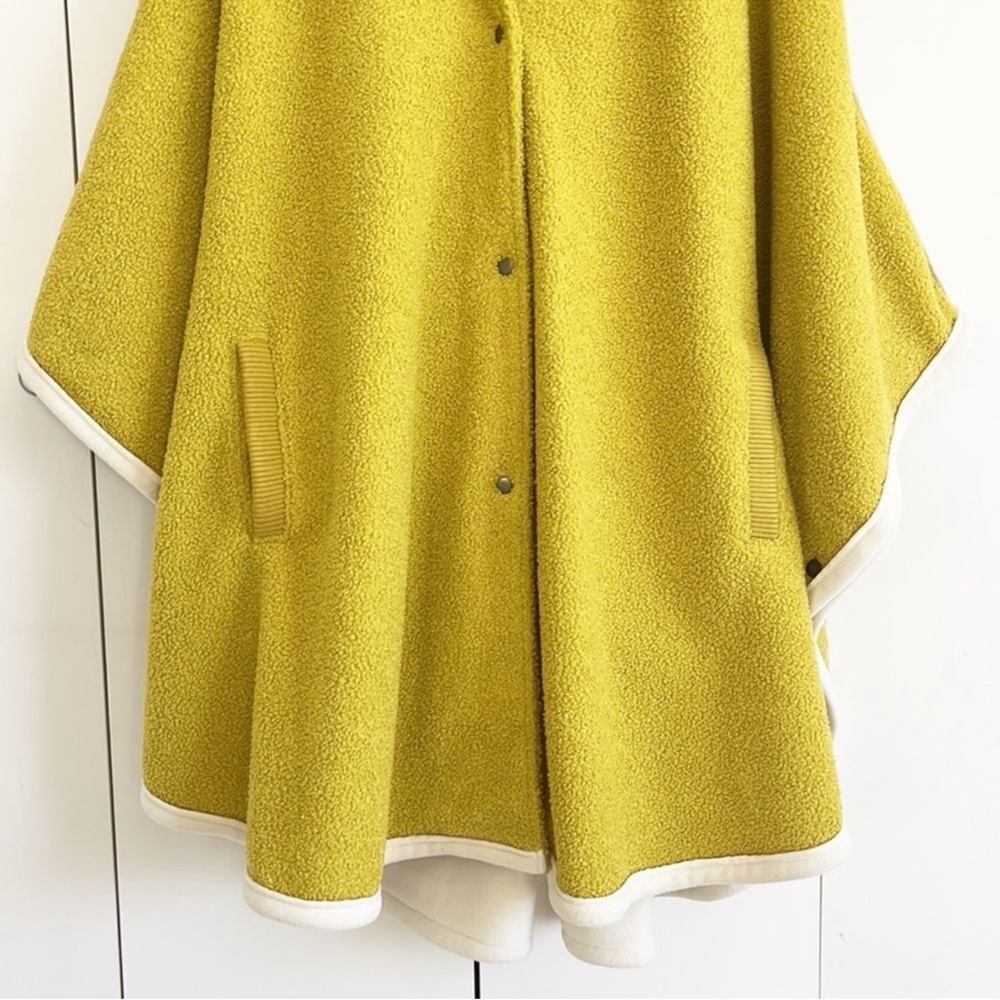 Free People Stone Cold Circle Cape Mustard Yellow Boucle Varsity Pancho - Picture 4 of 15